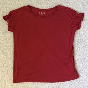 NWOT Loft Stretchy Red Ruffle Tee Shirt M
